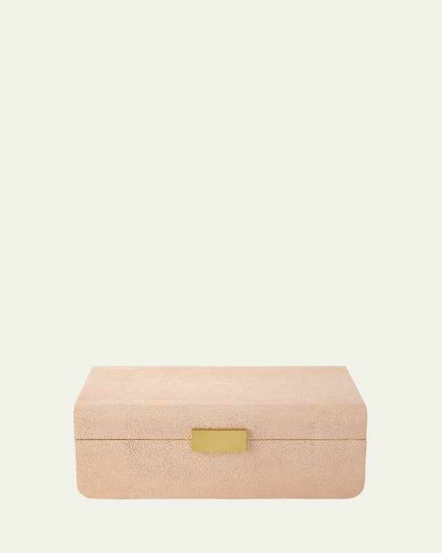 Large Blush Modern Faux Shagreen Decorative Box